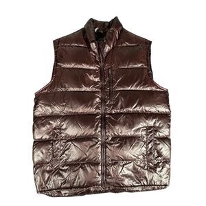 J. Crew Sz L Puffer Down Vest Mens Medium Red Burgundy Ripstop Outdoor Hiking